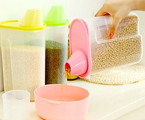 SYGA Large Cereal Dispenser Jar 2500ml Set of 3 Multi Purpose Storage Container Idle for Kitchen-Storage Box Lid Food Rice Pasta Container(Large,Pink)