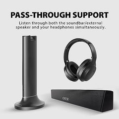 Avantree Opera 35Hrs Comfortable Wireless Headphones for TV Watching with Bluetooth 5.0 Transmitter & Charging Stand, Clear Dialogue Mode, Passthrough, High Volume for Seniors, 164FT Long Range