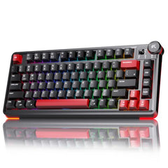 CYBEART Nighthawk 75 Wireless Mechanical Keyboard, 81 Keys with Multimedia Knob, Tri-Mode Bluetooth 5.1/2.4GHz/Wired, Hot-Swappable, RGB Backlit, Linear Switches, PBT Keycaps, 4000mAh Battery