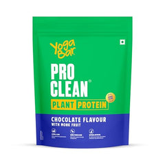 Yogabar ProClean Plant Protein Powder - 25g Protein Per Serve - Chocolate Flavour with Monk Fruit Sweetener - Cleanest & Lightest Protein with Herbs for Easy Digestion - Ideal for Vegan Diet - No Added Preservatives, No Added Sugar (500g Pouch, 13…
