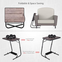TABLE MAGIC- BADE Multipurpose Laptop Table Mat Finish - Adjustable, Foldable, Portable, Engineered Wood Top with Footrest, Top Size 60 * 45cm (X-Large, Midnight Black)