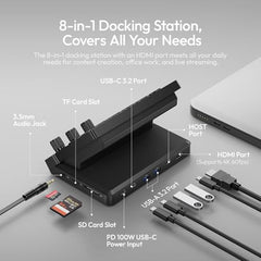 ULANZI D200X Creative Deck Macro Keyboard, 14 LCD Keys & 3 Encoder Knobs, 8-in-1 Hub w 4K HDMI, 3.5mm Audio, SD/TF Reader, USB 3.2 10Gbps, for Video Editing/Streaming/Smart Home PC, Mac