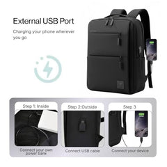 Impulse Empower Elite Laptop Backpack for Men & Women | 25L Polyester School & College Bag | USB Charging Port | Padded Laptop Sleeve | Multiple Pockets with Bottle Holder | Black