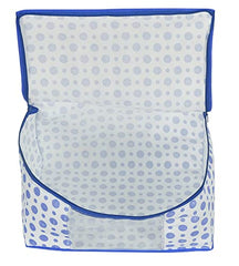 Kuber Industries Non-Woven Foldable Saree Covers With Zip|Polka Dots Wardrobe Organizer For Clothes|Transparent Window Keep 8 To 10 Saree|Suitable For Lehenga, Suit, Dress|Pack Of 9 (Blue & White)