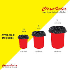 Clean India - Plastic Garbage Bags|6 Packs Of 30 Pcs | 19X21 Medium Disposable Garbage Trash Waste Dustbin Bags Of 54Cm X 48Cm (Ci19210008) - 180 Count