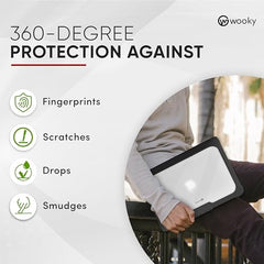 WOOKY MacBook Air M1 13.3 inch Shockproof 360 Degree PC + TPU Protection Plastic Hard Shell Flip Cover Case for MacBook Air A1932 A2179 A2337 (13.3 inch) - Black Clear