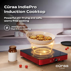 CÜRAA IndiePro Induction Stove | 6kV Surge Protection | 2100 W Induction Chulha | Rotary Knob Control | Timer Function | Incremental Heat Adjustment | 2 Year Warranty