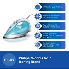 Philips Steam Iron GC1011/01 with 1200 Watts power, linished soleplate, up to 15 g/min of steam