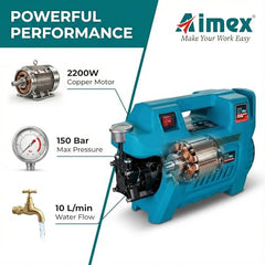 Aimex D7 Plus 2200W High Pressure Car Washer, 150 Bar, 100% Pure Copper Motor, 10L/Min High Water Flow, 10 Meter Hose Pipe, Foam Cannon, Portable Pressure Washer for Car, Bike, Garden & Home Cleaning