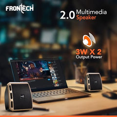 FRONTECH 1.0 USB Powered Multimedia Speakers with RGB Lights, 10W Output Power, AUX/USB Connectivity, for Laptop, PC, Mobile, Volume Control (SPK-0008, Black)