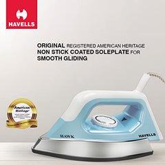 Havells Blaze Dry Iron 2 KG Heavy Weight Dry Iron| 1250W| American Heritage Non-stick Coated Sole Plate For Smooth Gliding & Long Life| Aerodynamic Design| 2 Year Manufacturer Warranty (Black)