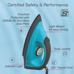 Baltra Casual 750 Watts Dry Iron | Non Stick Coated Soleplate | Light Weight | Adjustable Temperature Control | Cotton Braided Swivel Cord | Press Iron for Clothes | 2 Years Warranty
