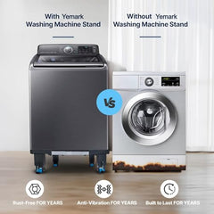 Yemark Good Height (8 Inch from Ground), Side Addustable 24 Wheel Heavy Duty Front & Top Load Fully Automatic Washing Machine Stand & Fridge Stand (Metal and Plastic)(Min -36cmx36cm,Max -76cmx76cm)