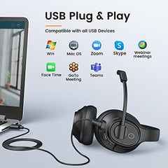 EH2 Black Headset with ENC, Over- Ear Computer Headphones for Professional Calling, Call Centre and Work from Home WFH