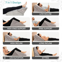 Orthowala Premium Adjustable Bed Wedge Pillow with Headrest – Memory Foam Support for Acid Reflux, Snoring, Back & Leg Pain – 2 Years Warranty