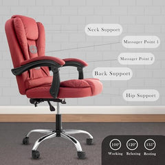 Casa Haus Italia Premium Leatherette Office Chair for Work | Boss Chair, Ergonomic Executive, Luxurious Cushioned Arms & Seat, 2 Point Back Massager, Heavy Duty Metal Base (Burgundy)
