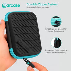 AirCase 2.5 Inch External Hard Drive Case with Shockproof EVA Hardshell & Soft Lining | Travel Organizer Pouch with Mesh Pocket, Zipper Closure for HDD/SSD, Earphones, Cable, Charger & Gadgets(Black)