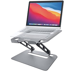 Tukzer (Imported Foldable Laptop Stand Riser for Laptop, MacBook, Notebook & Tablets up to 17 Inch, 7 Level Height Angle Adjustment, 2X Stronger M-Shape Aluminum Silicone Pads Air Ventilation-Black