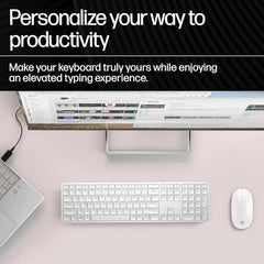 HP 970 Creator Keyboard, Wireless and Multi-Device with 20 programmable Shortcut Keys, Backlit with sensors, up to 6 Month Battery, AES encrypted, 1yr Warranty, 0.67 kg, Silver
