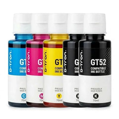 D-tron GT51/GT52 Compatible Refill Ink for HP 5810 5811 5820 5821 115 116 117 310 315 319 410 415 416 419 457 Printers (Black-2 Colour-3) Pack of 5 - Cyan, Magenta, Yellow, Black