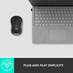 Logitech M186 Wireless Mouse, 2.4GHz with USB Mini Receiver, 3 Years Battery Life, 1000 DPI Optical Tracking, Ambidextrous, Compatible with PC, Mac, Laptop