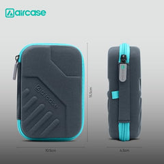 AirCase Hard Disk Cover Case for 2.5 Inch HDD SSD - Lycra EVA Hardshell, Water Resistant | Mesh Pocket for USB Cable, Earphone, Power Bank, Charger | Multi-Gadget Travel Pouch (Grey)