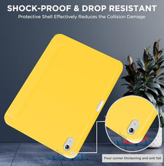 Robustrion Cover for iPad 11th Generation (A16) / 10th Gen Cover Case with [Right Side Pencil Holder] [Auto Sleep Wake] [Soft Back] (2022/2025), Case for iPad 11th 11"/ 10th 10.9" - Yellow