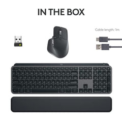 Logitech MX Keys S Combo - Performance Wireless Keyboard and Mouse with Palm Rest, Customisable Illumination, Fast Scrolling, Bluetooth, USB C, for Windows, Linux, Chrome,