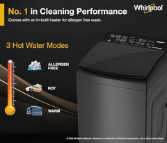 Whirlpool 9 Kg 5 Star MAGIC CLEAN BW PRO Heater Fully Automatic Top Load Washing Machine (MAGIC CLEAN PRO BW H 9 KG Mn GREY 10YMW with In-Built Heater, 2025)
