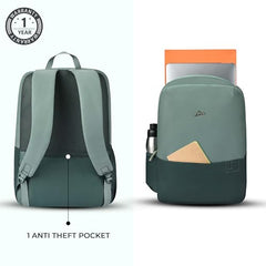 Gear Uber Leatherite Medium Faux Leather Water Resistant 2 Compartment Laptop Backpack/Casual Backpack/Daypack/Travel Backpack/College Bag For Men/Women (Navy-Tan), 26 Litres