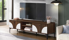DeckUp Stella Engineered Wood TV Unit (Walnut & White, Matte Finish)