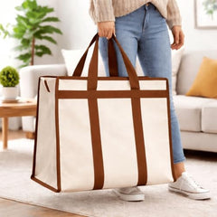 Canvas Tote Bag with Zipper Closure, 63 Litre Capacity