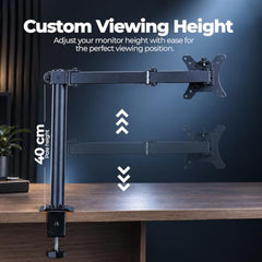 HIFFIN MS16 Monitor Stand, Gas Spring Single Monitor Arm for 32 Inch Screens, 2–10 kg Load Capacity, VESA 75x75 & 100x100 mm, Adjustable Monitor Desk Mount