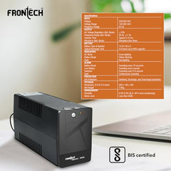 FRONTECH UPS Force Static Converter - 600VA/360W | 12V/7Ah Lead Acid Battery, Maintenance Free Battery, LED Indicator, Power Backup & Protection for Home/Office PC and Desktop (2569 - Black)