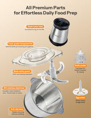 UN1QUE 350ML Rechargeable Mini Electric Chopper for Kicthen Use | One-Touch Operation | 304 Stainless Steel Blades | Chopper Electric for Chop, Mince, Puree, Whisk, Grind