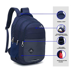 Martucci 36L Spacious Lightweight Polyester Laptop Backpack Unisex/College/School/Travel Backpack/Business Bag/Unisex Travel Backpack with Rain Cover (Compatible with upto 17 inch laptop)(Navy Blue)