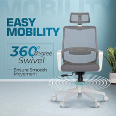Da URBAN® Dysen Office Chair, High Back Mesh Ergonomic Home Office Desk Chair with 1 Year Warranty,Tilt Lock Mechanism (Grey)