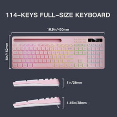 Soueto Wireless Keyboard with RGB Backlit, Phone Holder for Mac/PC, Black