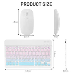 Bluetooth Keyboard and Mouse Combo Rechargeable Portable Wireless Keyboard Mouse Set for Apple iPad iPhone iOS 13 and Above Samsung Tablet Phone Smartphone Android Windows (Gradient White Purple)