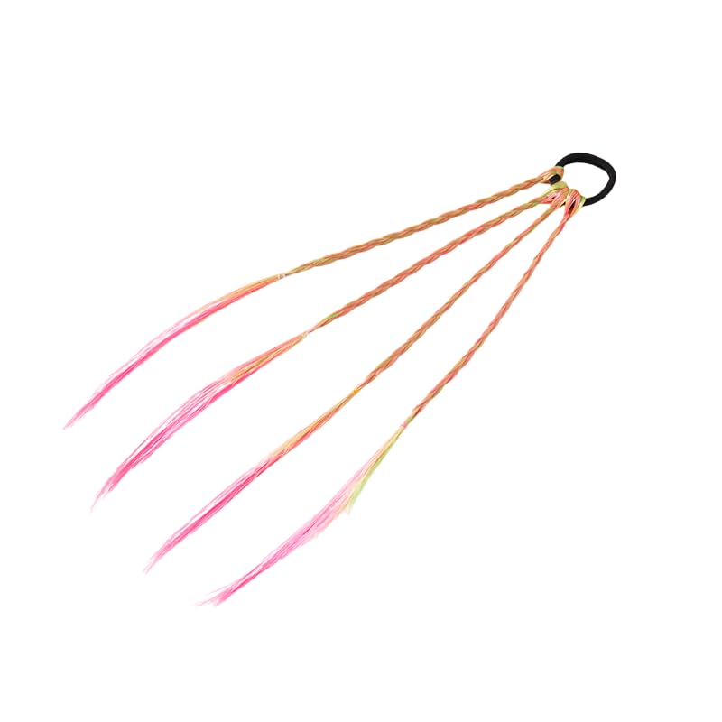 SYGA Girl Wig Headwear Kids Twist Braid Rope Ponytail Hair extension Styling Princess Baby Children Rubber Bands Hair Accessories (Gradient Two-Tone Powder)