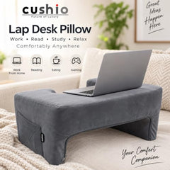 CUSHIO Lap Desk Pillow for Working on Laptop, Reading & Gaming (Grey)