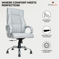 INNOWIN Obama Ergonomic Leatherette Executive High Back Revolving Desk Office Chair (Brown)