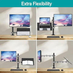 LIONS HEAD Monitor Stand with Laptop Tray - Basic Pole Mount for 22-32 Inch Monitors, Tilt Adjustable, Ergonomic Design, Weight Support 8 kg, Self Installation