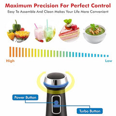 BOSS Stellar Hand Blender 1200 Watts with Chopper, Blender Jar, On to go Bottle Cap| Variable Speed & Turbo Speed Function| Anti-Splash Technology| 2 Year Warranty| Grey