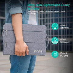 360 Protective 16 Inch Laptop Sleeve Case & Charger Pouch with 2 Front Pockets & Carry Handle | Compatible with 15-16 inch HP, DELL, Asus, Mackbook Devices | Water-Resistant | Blue