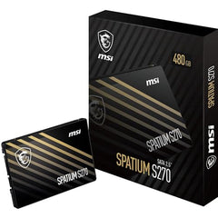 MSI SSD SPATIUM S270 SATA 2.5” 480GB – SATA 2.5" Internal Solid State Drive, Up to 500MB/s Read & 450MB/s Write, 3D NAND Flash, PHISON S11 Controller, Built‑in Data Security Features– 5‑Year Warranty