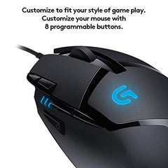 Logitech G402 Hyperion Fury USB Wired Gaming Mouse, 4,000 DPI, Lightweight, 8 Programmable Buttons, Compatible for PC/Mac - Black