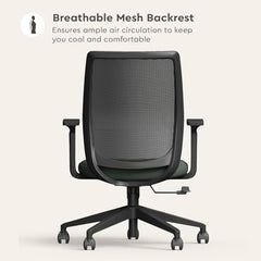 Interio by Godrej Curv Premium Mesh Wide Back Ergonomic Chair | Work from Home/Study Chair | 1-Year Warranty | Height Adjustable Chair | Heavy Duty PP Base | DIY Installation, Black
