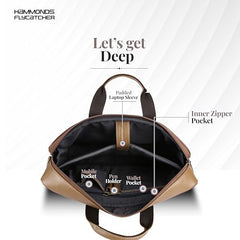 HAMMONDS FLYCATCHER Genuine Leather Office Bag for Men - 15.6 Inch Laptop Bag for Men for Professionals, Business Travelers - Adjustable Straps & Multiple Compartments - 1 Year Warranty - Brown