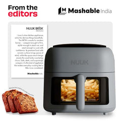 NUUK BRĪSK 6.5L 100% Toxin-Free Ceramic Air Fryer|ILAG® CeramicTech™|No Micro plastics, No PTFE, PFAS, PFOA|12 Cooking Presets|Digital Display|Shake Reminder|360° Even Cooking